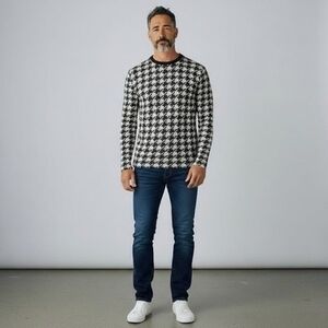 American Rag Houndstooth Long Sleeve Tee Gray Black Shirt Men’s Size M